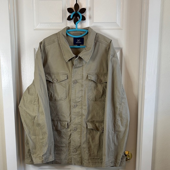 George Men's Light Unlined Khaki Field Barn Shirt Jacket Like New Size 2XL - Picture 2 of 13